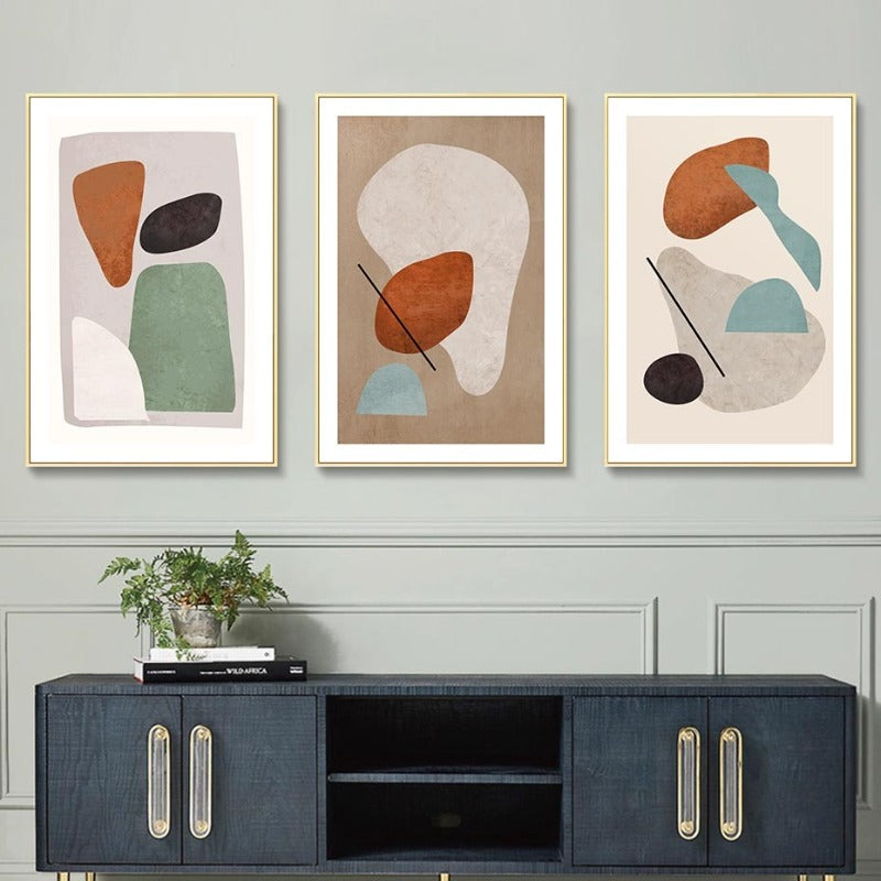 Modern Burnt Orange Abstract Geometric - Canvas Wall Art Painting-Original Wall Arts