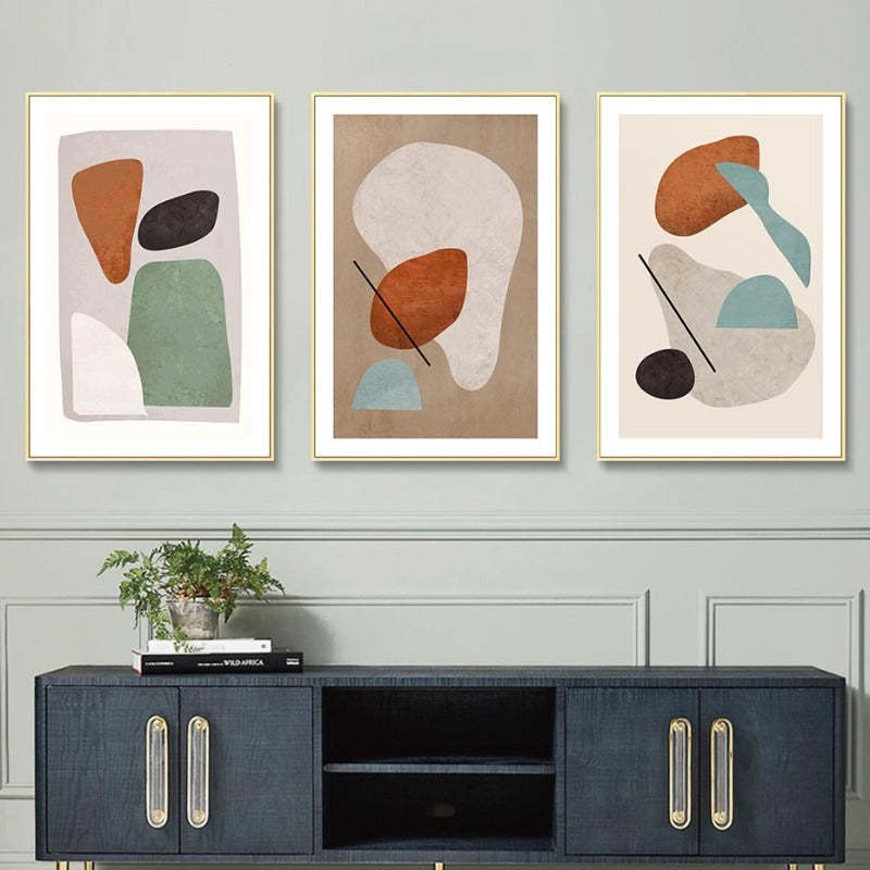 Modern Burnt Orange Abstract Geometric - Canvas Wall Art Painting-Original Wall Arts