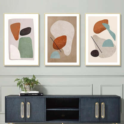 Modern Burnt Orange Abstract Geometric - Canvas Wall Art Painting-Original Wall Arts