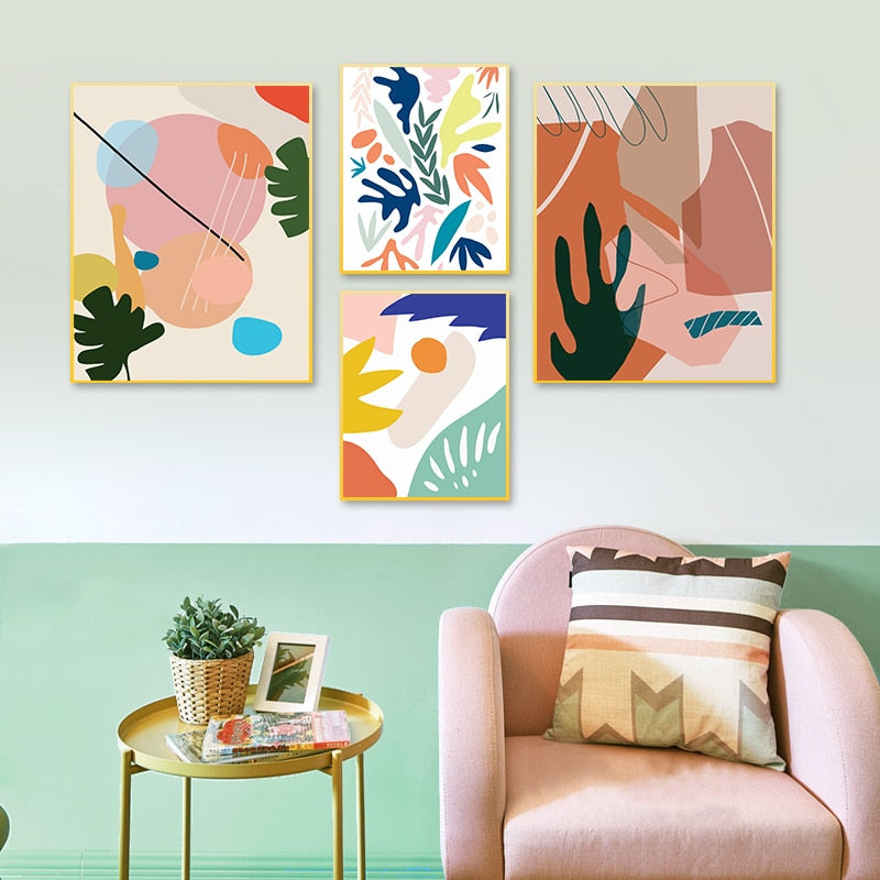 Abstract Scandinavia Colorful Gallery - Canvas Wall Art Painting-Original Wall Arts