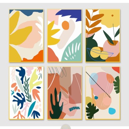 Abstract Scandinavia Colorful Gallery - Canvas Wall Art Painting-Original Wall Arts