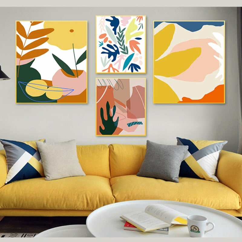 Abstract Scandinavia Colorful Gallery - Canvas Wall Art Painting-Original Wall Arts