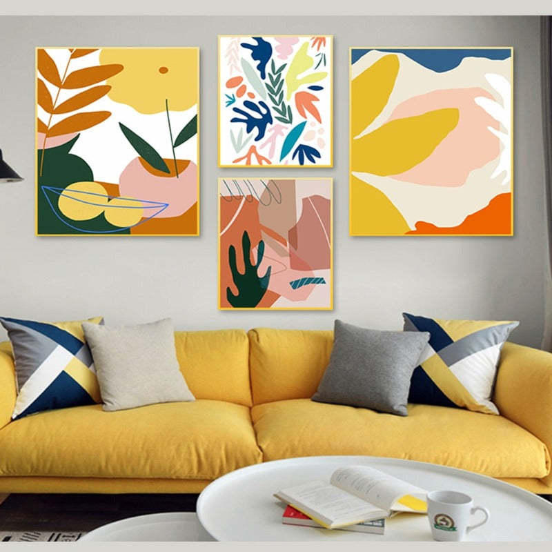 Abstract Scandinavia Colorful Gallery - Canvas Wall Art Painting-Original Wall Arts