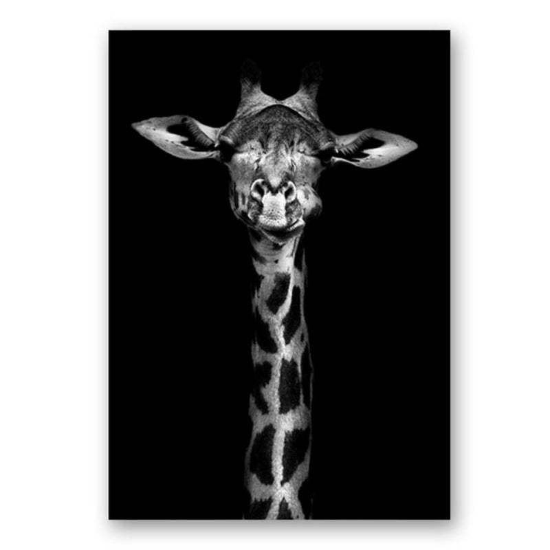 Nature Wildlife Africa Wild Animals Black White  - Canvas Wall Art Painting-Original Wall Arts