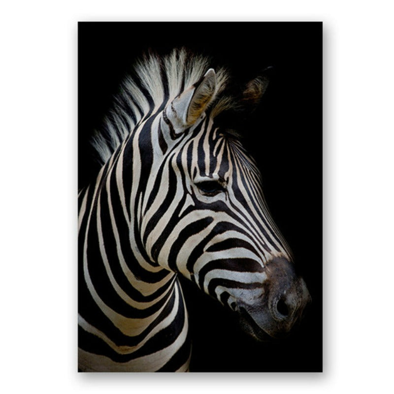 Nature Wildlife Africa Wild Animals Black White  - Canvas Wall Art Painting-Original Wall Arts