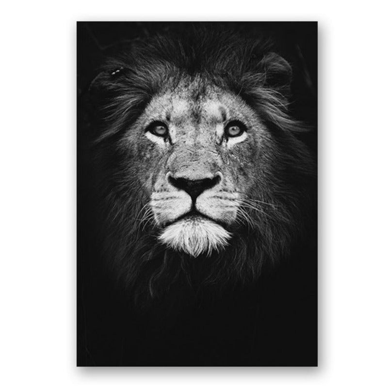 Nature Wildlife Africa Wild Animals Black White  - Canvas Wall Art Painting-Original Wall Arts