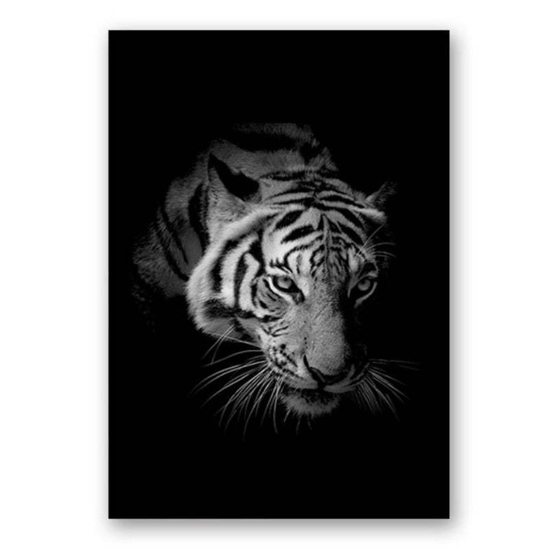 Nature Wildlife Africa Wild Animals Black White  - Canvas Wall Art Painting-Original Wall Arts