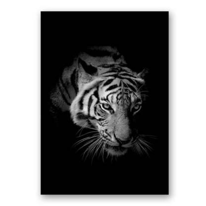 Nature Wildlife Africa Wild Animals Black White  - Canvas Wall Art Painting-Original Wall Arts