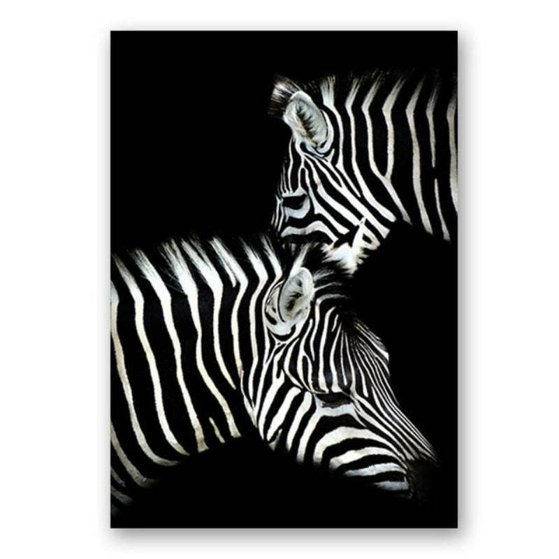 Nature Wildlife Africa Wild Animals Black White  - Canvas Wall Art Painting-Original Wall Arts