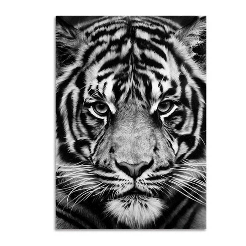 Nature Wildlife Africa Wild Animals Black White  - Canvas Wall Art Painting-Original Wall Arts