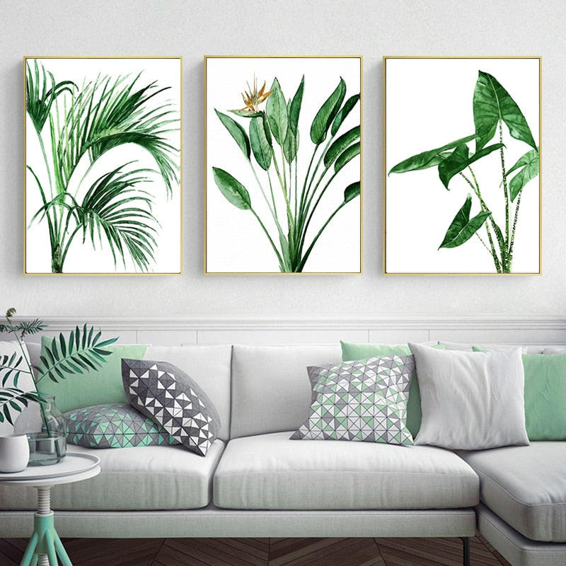 Modern Scandinavian Alocasia Leaves - Canvas Wall Art Painting-Original Wall Arts
