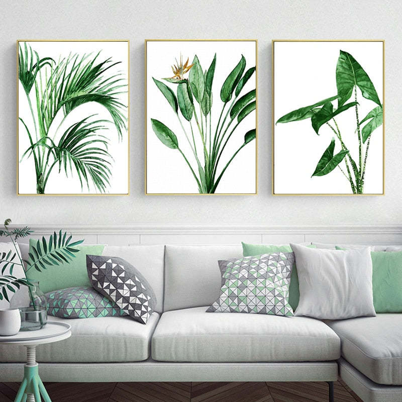 Modern Scandinavian Alocasia Leaves - Canvas Wall Art Painting-Original Wall Arts