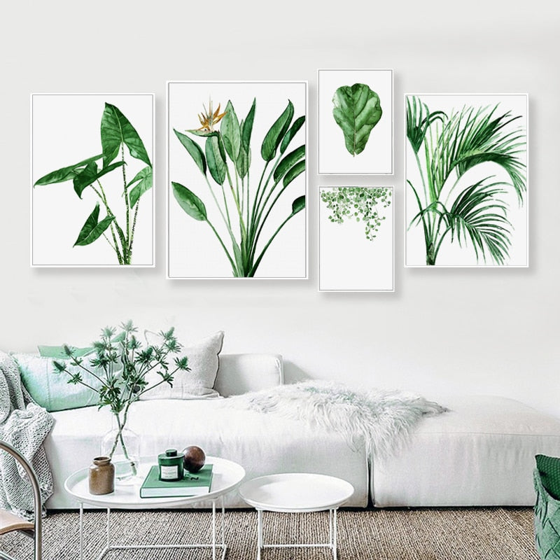 Modern Scandinavian Alocasia Leaves - Canvas Wall Art Painting-Original Wall Arts