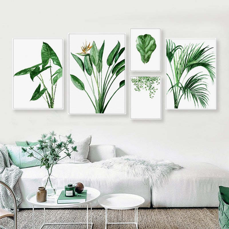 Modern Scandinavian Alocasia Leaves - Canvas Wall Art Painting-Original Wall Arts