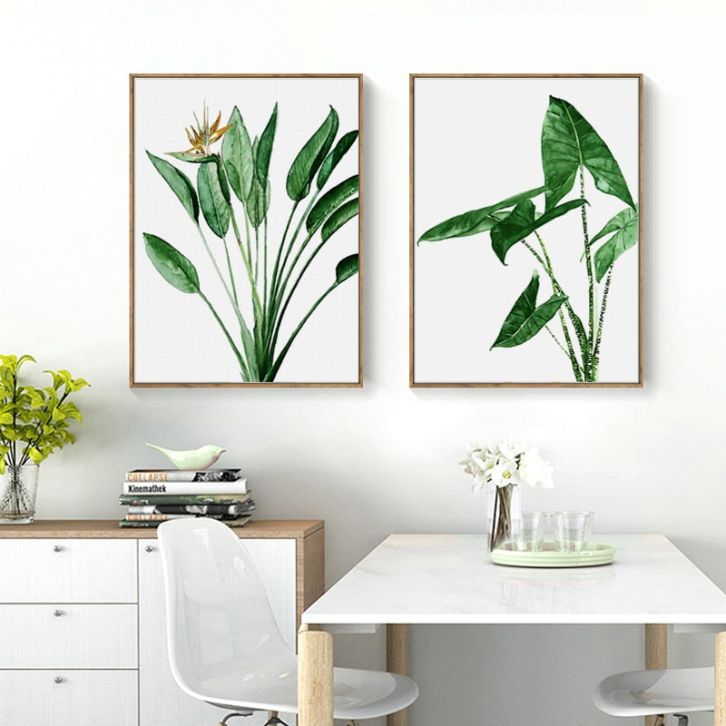 Modern Scandinavian Alocasia Leaves - Canvas Wall Art Painting-Original Wall Arts