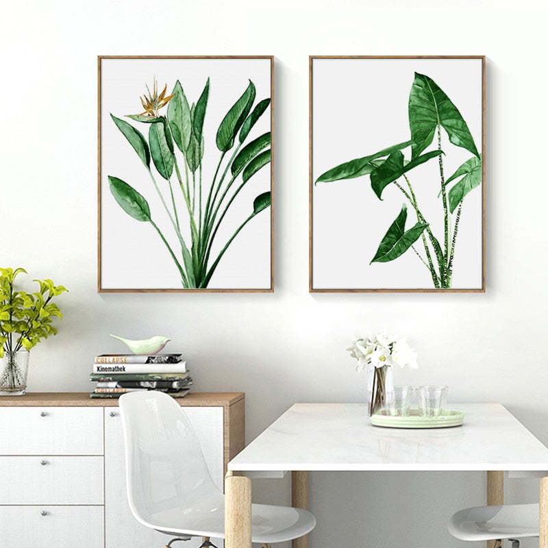 Modern Scandinavian Alocasia Leaves - Canvas Wall Art Painting-Original Wall Arts