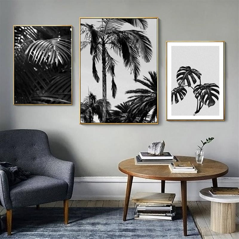 Modern Palm Coconut Tree Prints Black - Canvas Wall Art Painting-Original Wall Arts