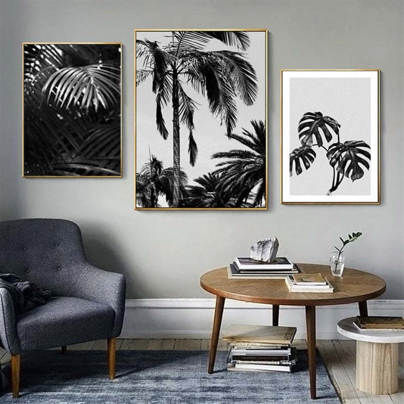 Modern Palm Coconut Tree Prints Black - Canvas Wall Art Painting-Original Wall Arts