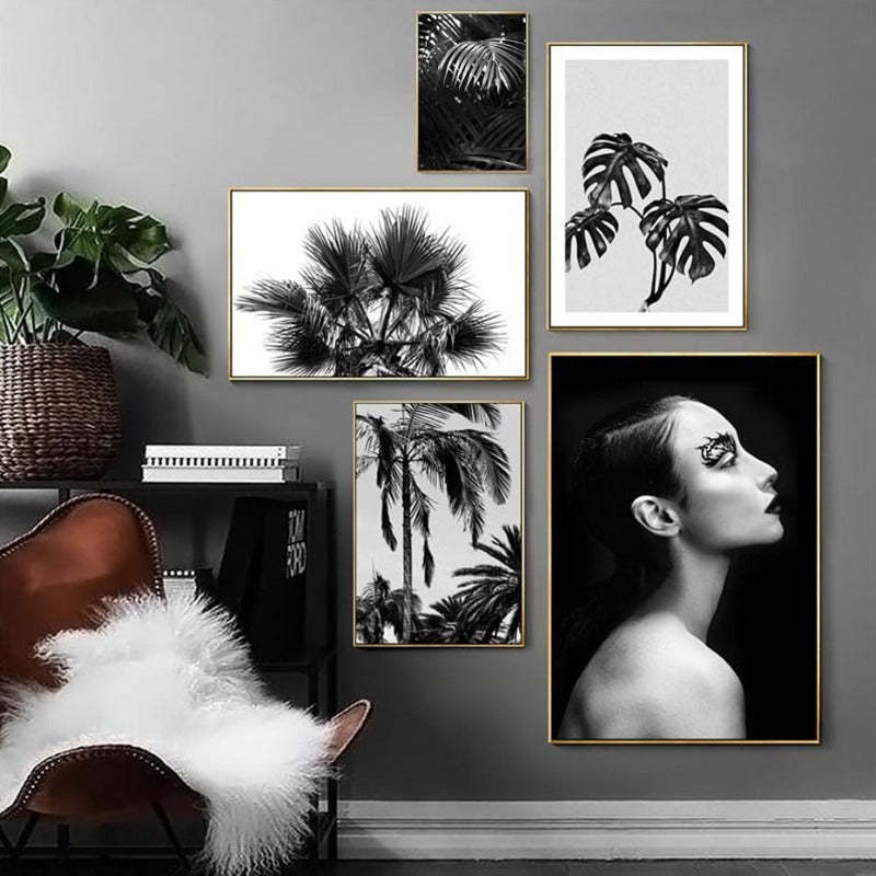 Modern Palm Coconut Tree Prints Black - Canvas Wall Art Painting-Original Wall Arts