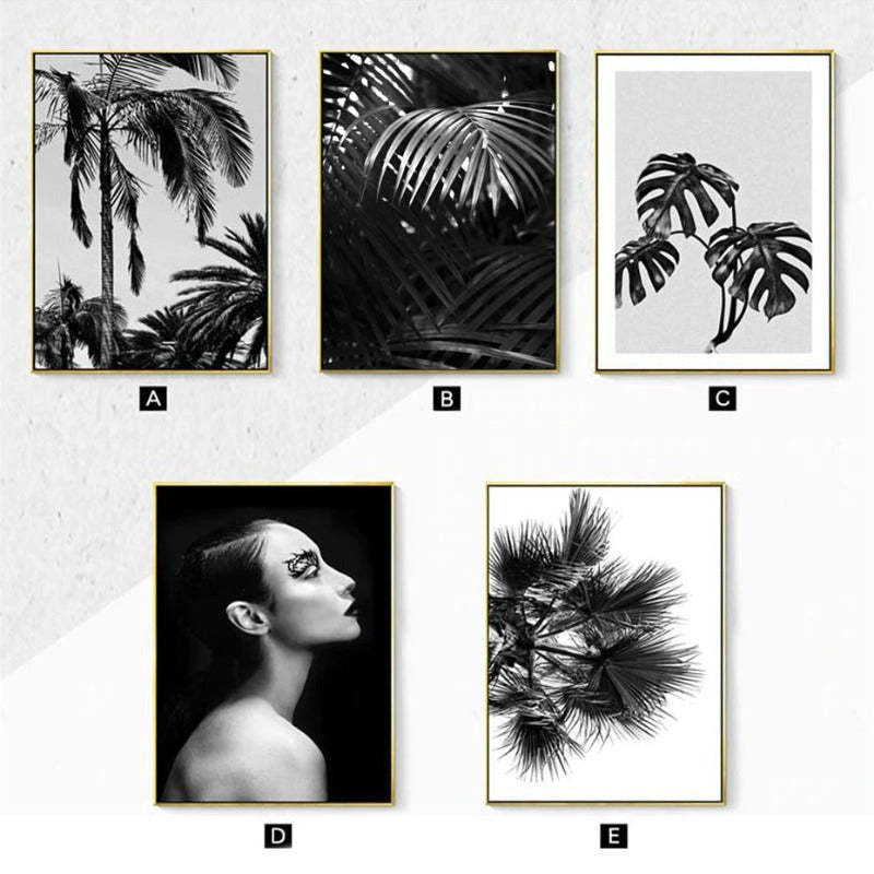 Modern Palm Coconut Tree Prints Black - Canvas Wall Art Painting-Original Wall Arts