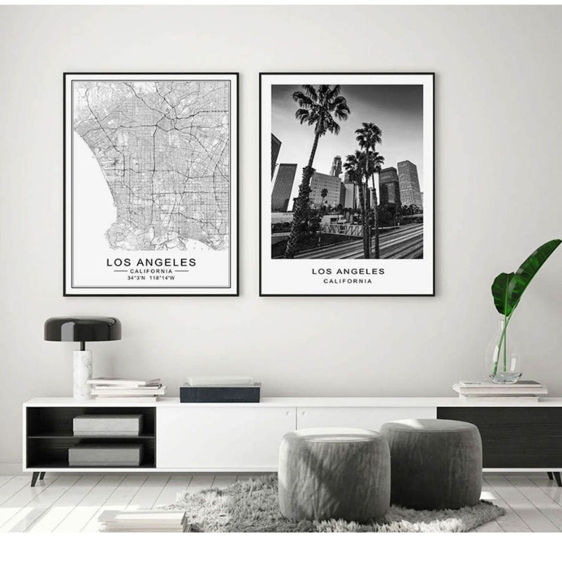 Los Angeles City Map Modern Building Landscape-Original Wall Arts