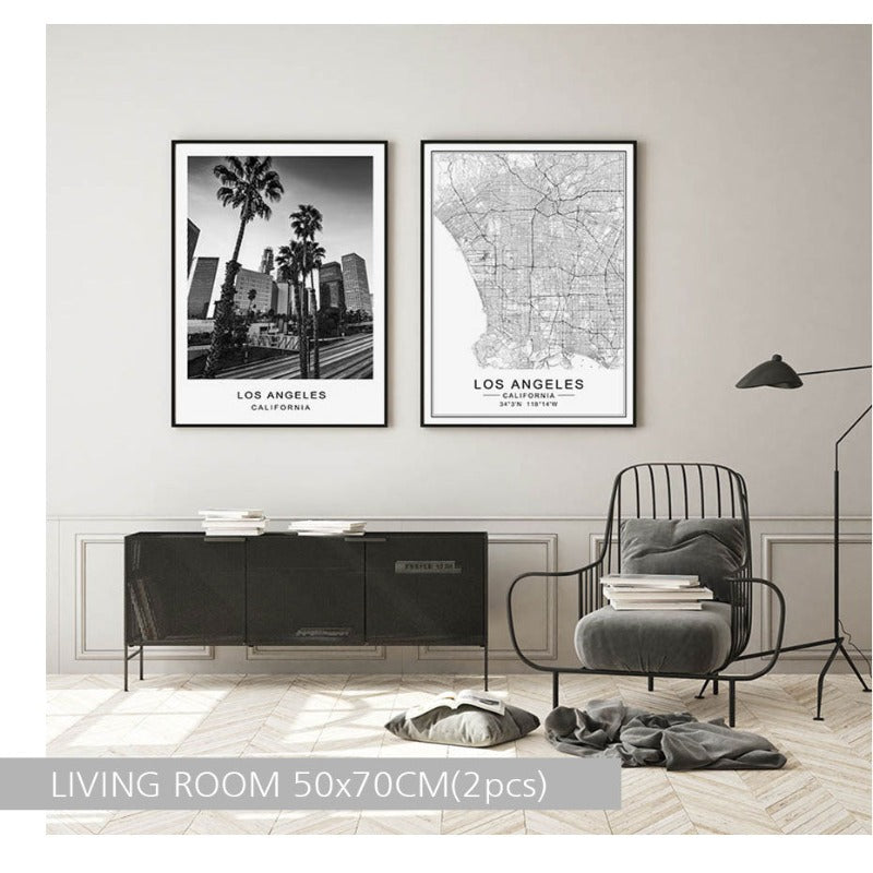 Los Angeles City Map Modern Building Landscape-Original Wall Arts
