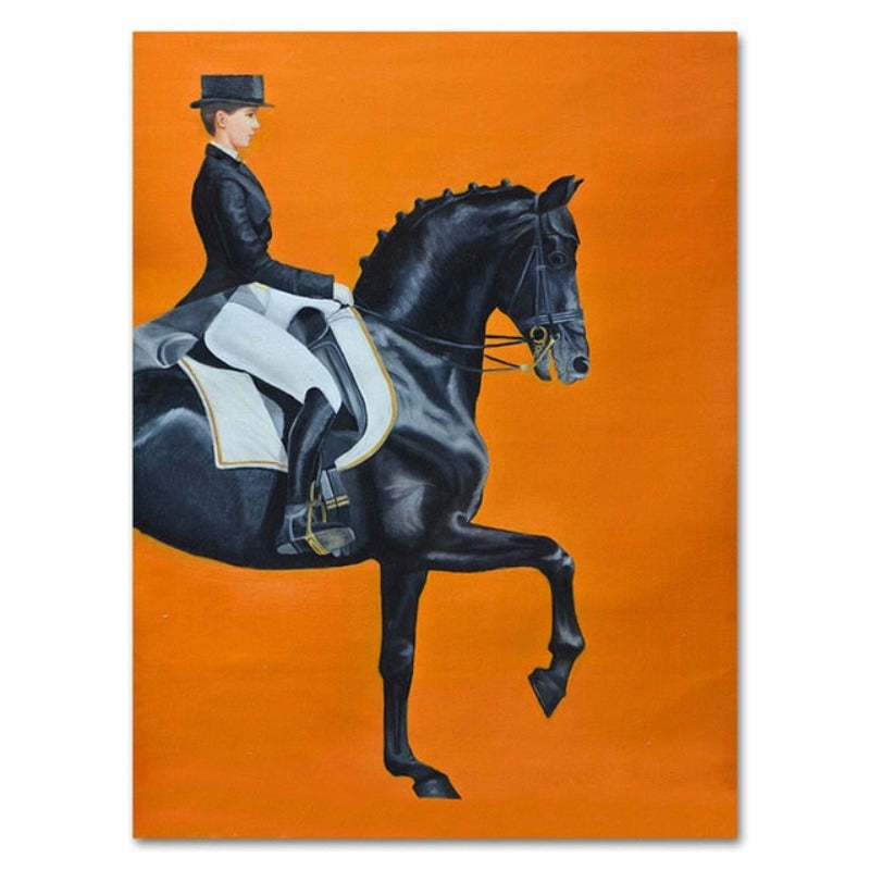 Modern Orange Horse Riding Pictures - Canvas Wall Art Painting-Original Wall Arts