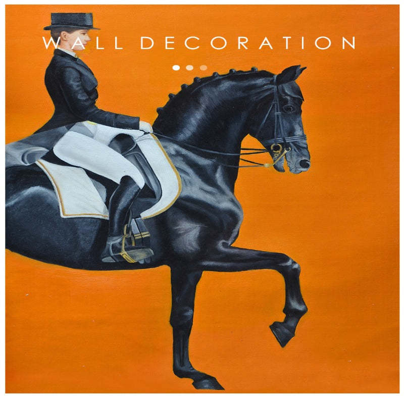 Modern Orange Horse Riding Pictures - Canvas Wall Art Painting-Original Wall Arts