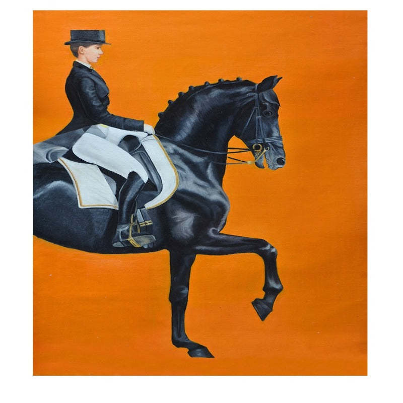 Modern Orange Horse Riding Pictures - Canvas Wall Art Painting-Original Wall Arts