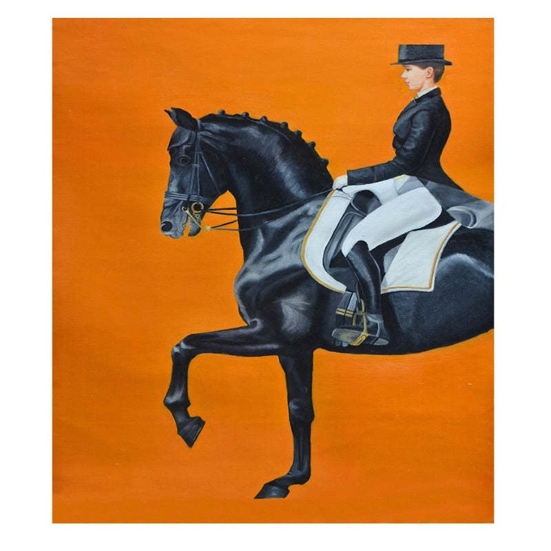 Modern Orange Horse Riding Pictures - Canvas Wall Art Painting-Original Wall Arts