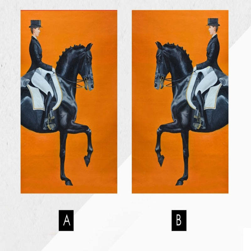 Modern Orange Horse Riding Pictures - Canvas Wall Art Painting-Original Wall Arts