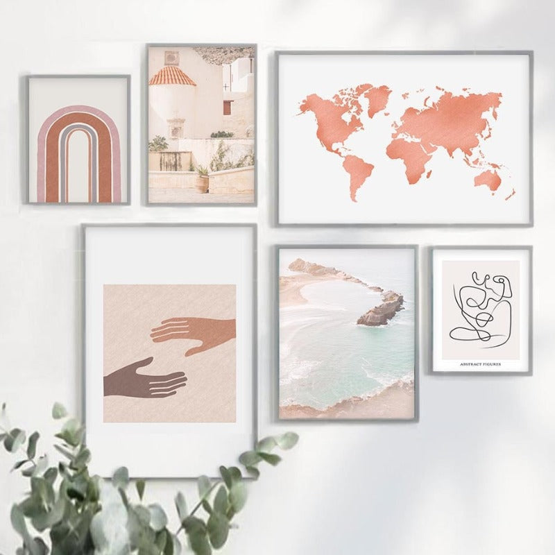 Mid-Century Modern Abstract Gallery Burnt Orange - Canvas Wall Art Painting-Original Wall Arts