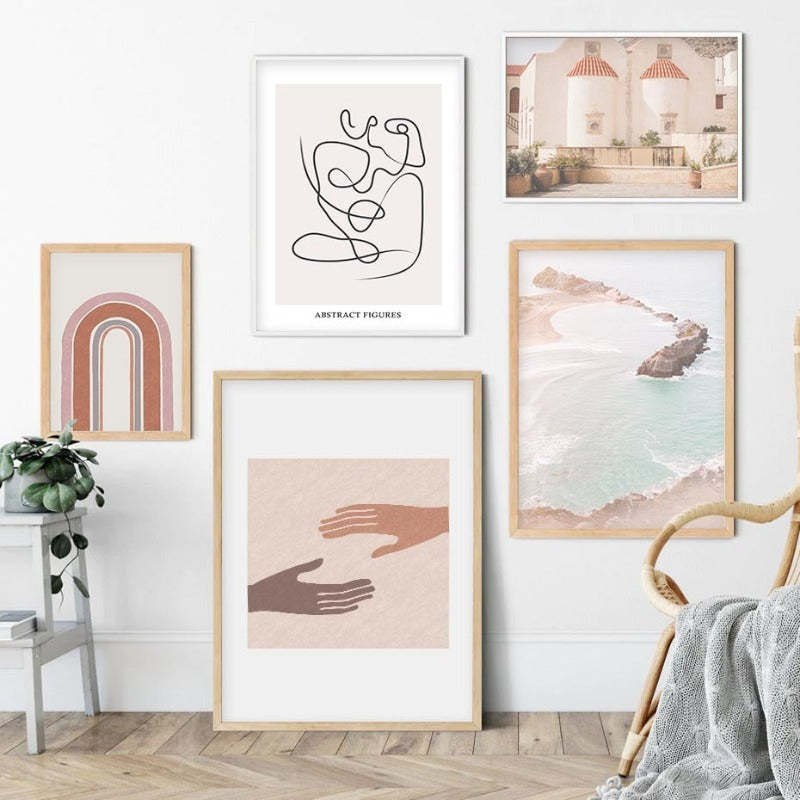 Mid-Century Modern Abstract Gallery Burnt Orange - Canvas Wall Art Painting-Original Wall Arts