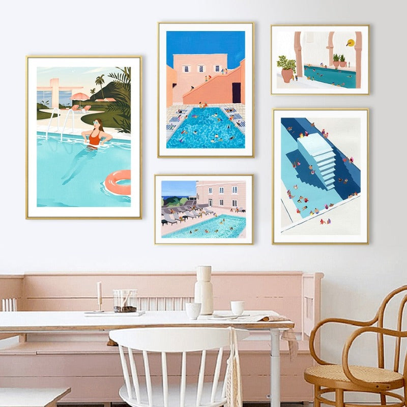 Summer Swimming Party Wall Art Pictures - Canvas Wall Art Painting-Original Wall Arts
