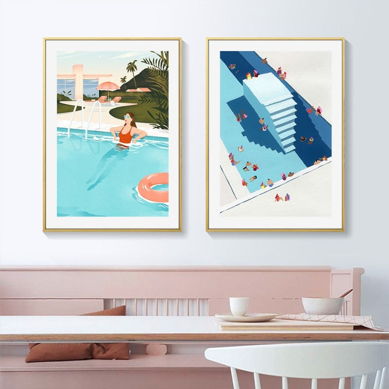 Summer Swimming Party Wall Art Pictures - Canvas Wall Art Painting-Original Wall Arts