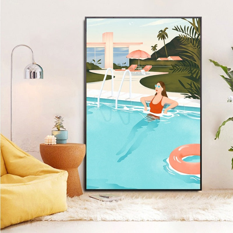Summer Swimming Party Wall Art Pictures - Canvas Wall Art Painting-Original Wall Arts