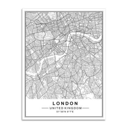 Nordic Minimalist World Famous City Map - Canvas Wall Art Painting-Original Wall Arts