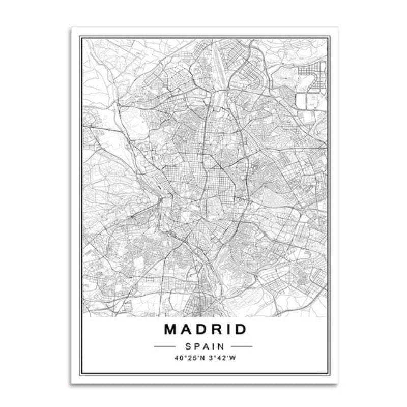 Nordic Minimalist World Famous City Map - Canvas Wall Art Painting-Original Wall Arts