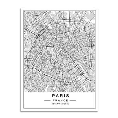 Nordic Minimalist World Famous City Map - Canvas Wall Art Painting-Original Wall Arts