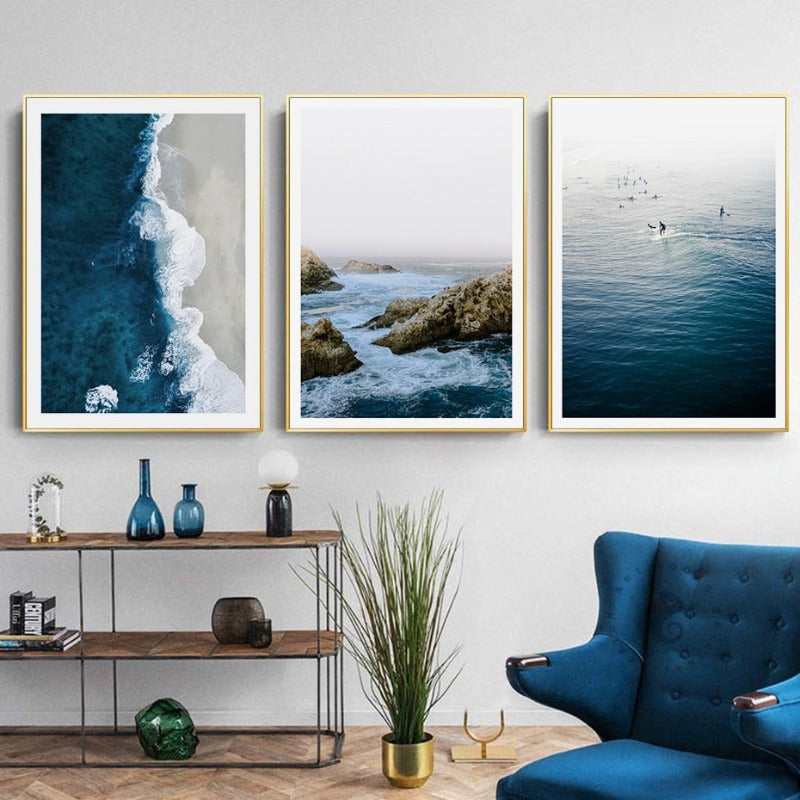 Nordic Sea Wave Scene Wall Art - Canvas Wall Art Painting-Original Wall Arts