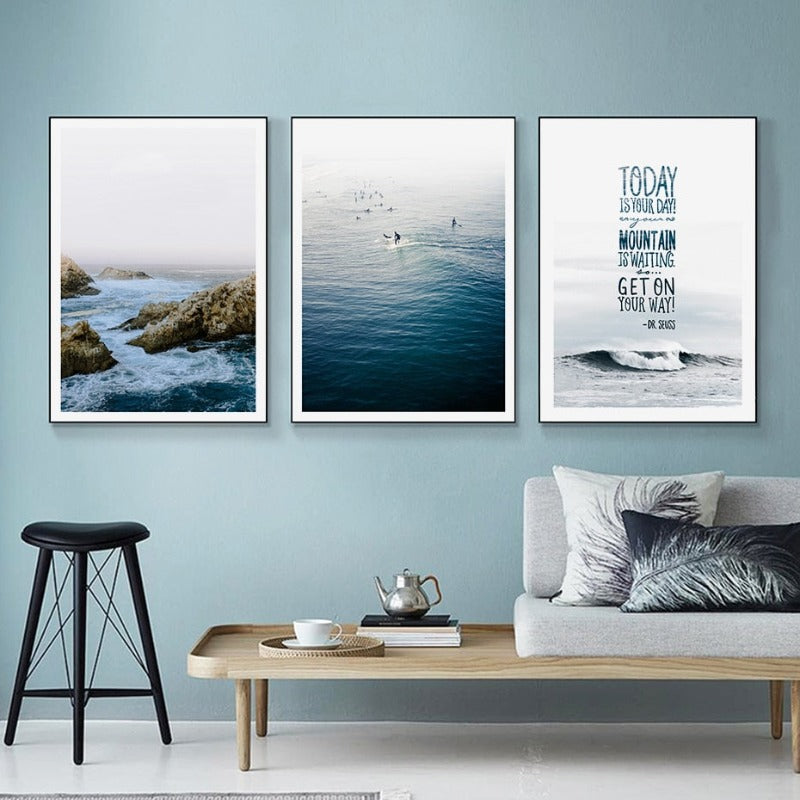 Nordic Sea Wave Scene Wall Art - Canvas Wall Art Painting-Original Wall Arts