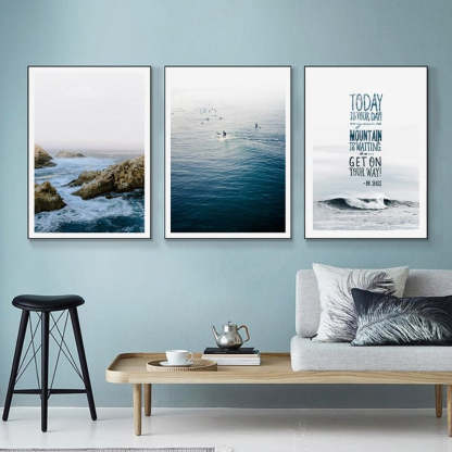 Nordic Sea Wave Scene Wall Art - Canvas Wall Art Painting-Original Wall Arts