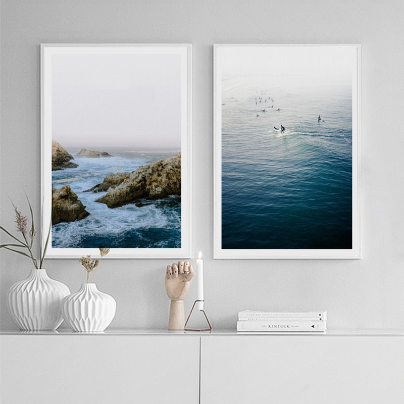 Nordic Sea Wave Scene Wall Art - Canvas Wall Art Painting-Original Wall Arts