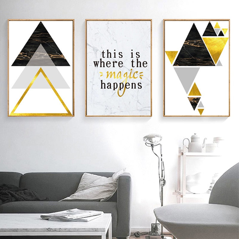 Modern Abstract Geometry Triangles - Canvas Wall Art Painting-Original Wall Arts