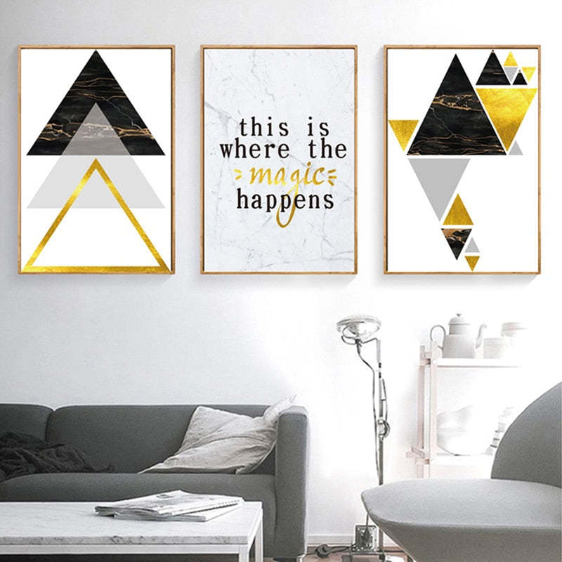Modern Abstract Geometry Triangles - Canvas Wall Art Painting-Original Wall Arts