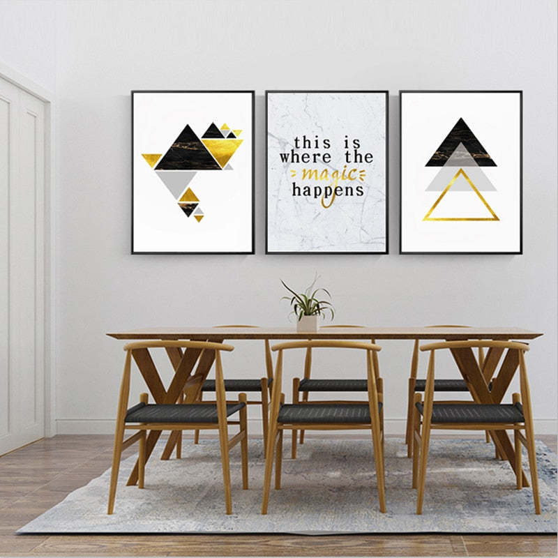 Modern Abstract Geometry Triangles - Canvas Wall Art Painting-Original Wall Arts
