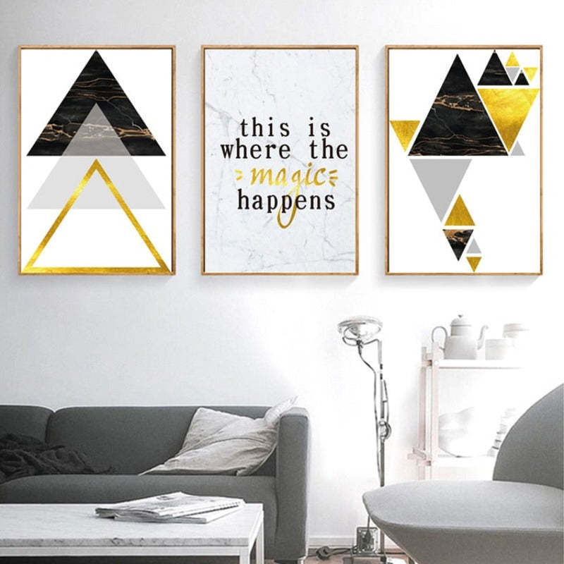 Modern Abstract Geometry Triangles - Canvas Wall Art Painting-Original Wall Arts