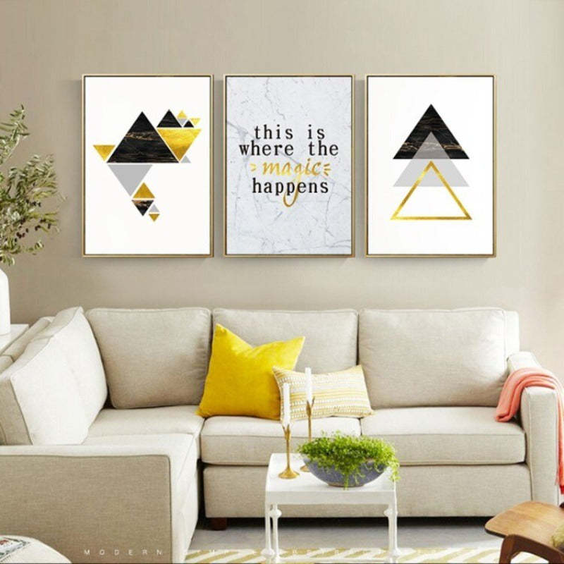 Modern Abstract Geometry Triangles - Canvas Wall Art Painting-Original Wall Arts