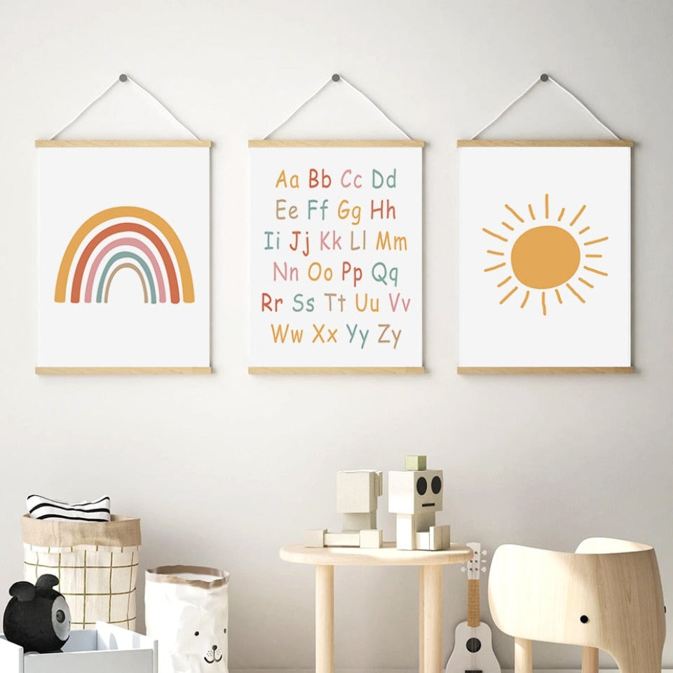 Rainbow Alphabet Nursery Decor Wall Art - Canvas Wall Art Painting-Original Wall Arts