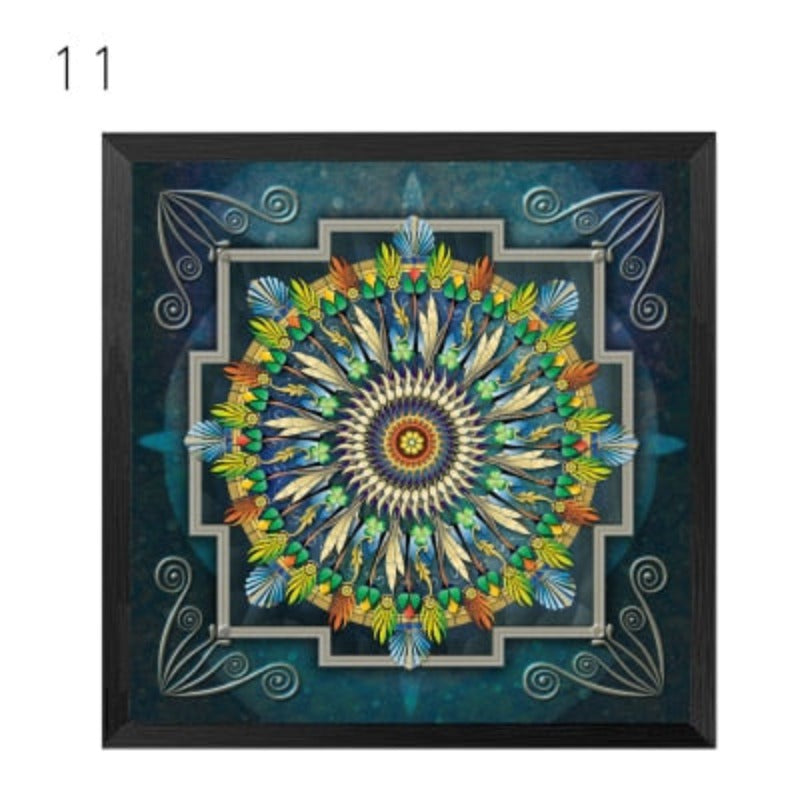 Mandala Ornament Thangka Yoga - Canvas Wall Art Painting-Original Wall Arts